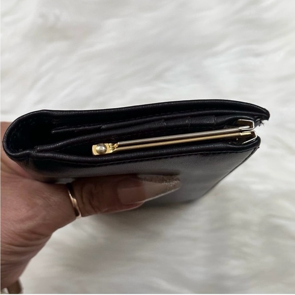 Longchamp Vintage Black Leather large Bi-Fold Coin Credit Card Wallet - Picture 8 of 12